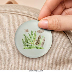 Watercolor Fern Pinback Button, Botanical Badge, Forest Illustration, Nature Inspired Gift, Plant Lover Pin, Unique Accessory - Tawshia