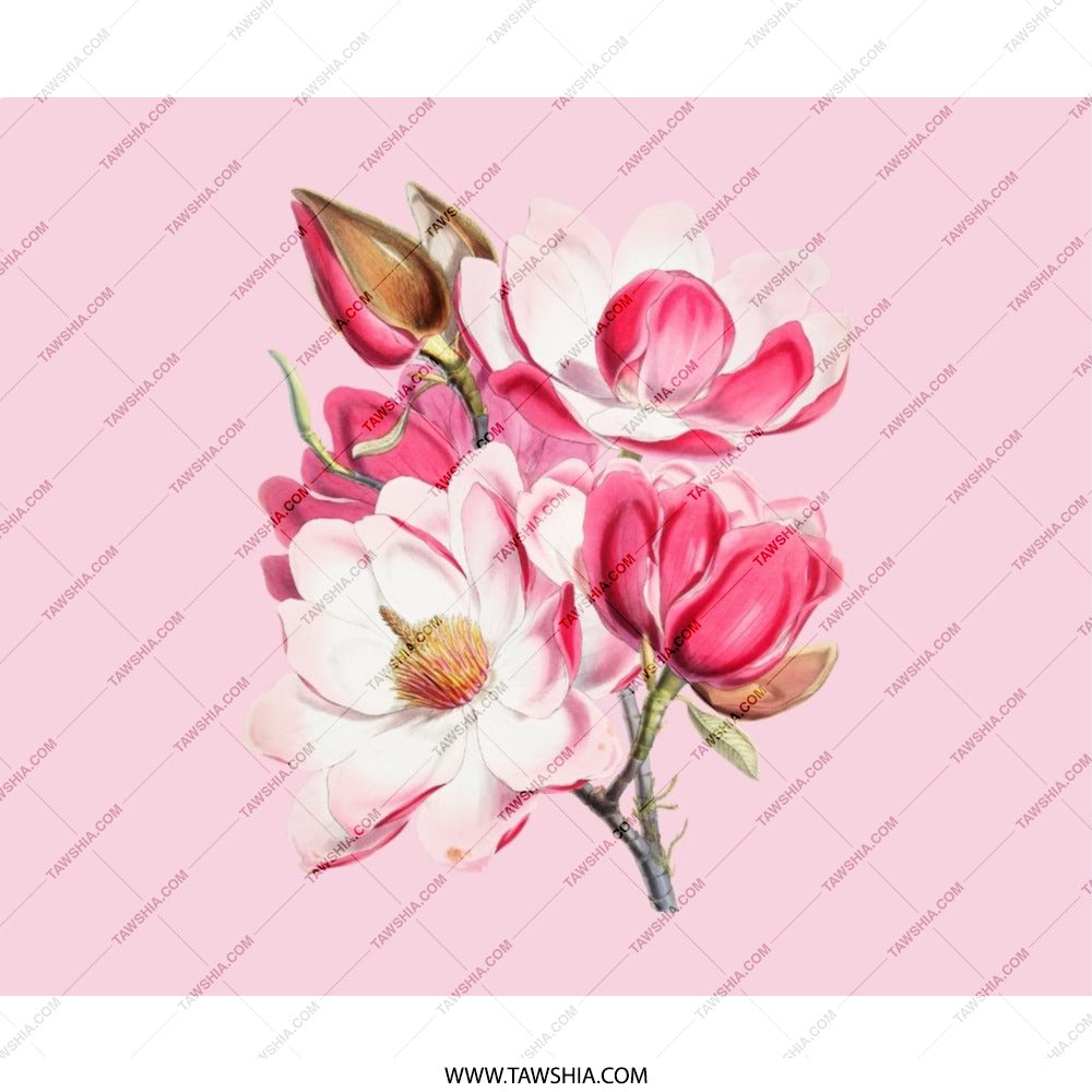 Pink Magnolia Mouse Pad, Floral Desk Decor, Botanical Mousepad, Cute Office Gift, Computer Accessory, Flower Illustration Mouse Pads - Tawshia