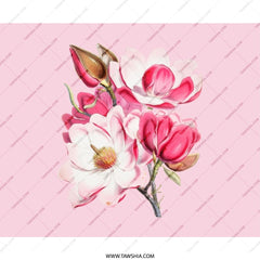 Pink Magnolia Mouse Pad, Floral Desk Decor, Botanical Mousepad, Cute Office Gift, Computer Accessory, Flower Illustration Mouse Pads - Tawshia
