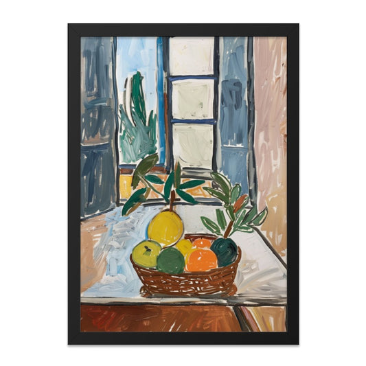 Still Life Wall Art, Fruit Basket by Window, Impressionist Painting Print, Colorful Home Decor, Kitchen Art, Vibrant Wall Hanging - Tawshia