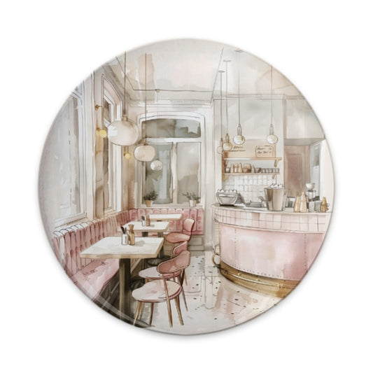 Cafe Scene Pinback, Watercolor Restaurant Pin, Aesthetic Cafe Decor Pinback, Trendy Foodie Pin, Stylish Pinbacks - Tawshia