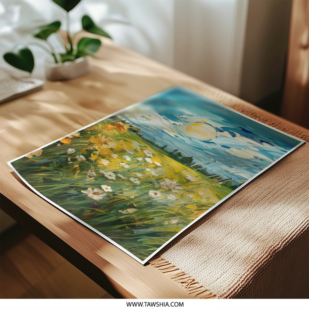 Floral Photographic Print, Field Art Print, Flower Art Print, Nature Landscape, Art Decor, Wall Art, Home Decor, Sun Painting - Tawshia