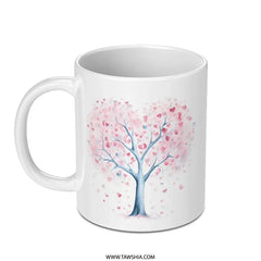 Heart Tree Mug, Love Tree Gift, Valentines Gift, Romantic Mug, Heart Mug, Anniversary Mug, Unique Coffee Mug, Watercolor Mug - Tawshia