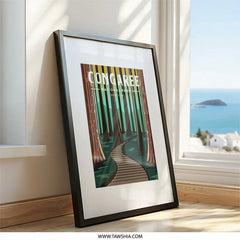 Congaree National Park Wall Art, Illustrated Nature Print, Forest Landscape Poster, Unique Travel Decor, Adventure Awaits, Home Decor - Tawshia