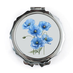 Blue Poppy Pocket Mirror, Floral Compact Mirror, Elegant Flower Gift, Travel Mirror, Cosmetic Mirror, Makeup Mirror, Nature Lover Gift - Tawshia