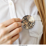 Floral Patchwork Pinback Button, Abstract Art Button, Unique Flower Pin, Decorative Button, Aesthetic Pin, Artistic Gift, Trendy Button - Tawshia