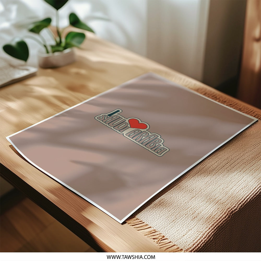 I Love Saudi Arabia Photographic Prints, Retro Saudi Arabia Art, Heart Graphic Wall Art, Travel Print, Country Pride Souvenir, Unique Gift - Tawshia