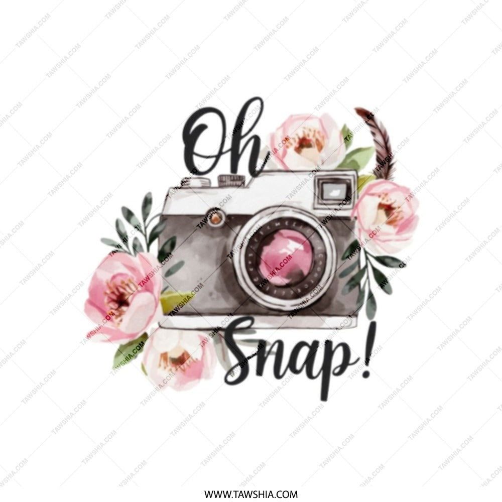 Floral Camera Tote Bag, Photographer Gift, Oh Snap! Bag, Cute Camera Design, Everyday Shopping Bag, Gift for Her, Photography Lover - Tawshia