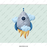 Rocket Mouse Pad, Space Theme Mousepad, Cute Mousepad, Travel Mousepad, Office Decor, Gift for Him, Gift for Her, Trendy Mouse Pad - Tawshia