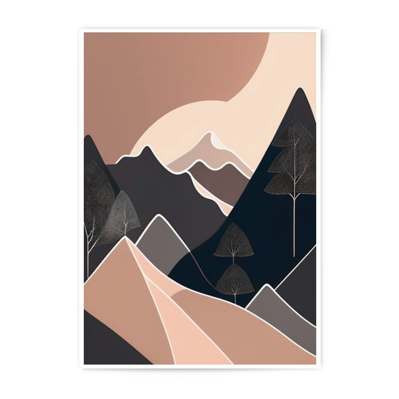 Minimalist Mountain Photographic Print, Geometric Landscape Art, Abstract Mountain Range, Earth Tone Wall Decor, Modern Nature Home Decor - Tawshia