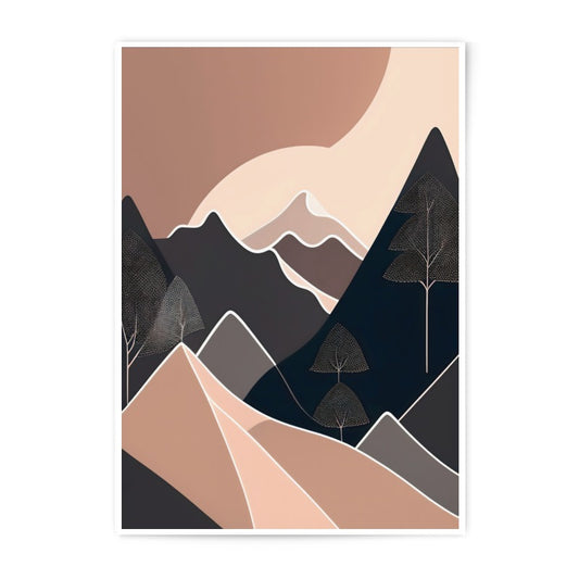 Minimalist Mountain Photographic Print, Geometric Landscape Art, Abstract Mountain Range, Earth Tone Wall Decor, Modern Nature Home Decor - Tawshia