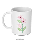 Pink Flowers Mug, Floral Mug, Cute Mug, Spring Decor Mug, Gift For Her Mug, Flower Lover Mug, Coffee Mug, Tea Mug, Unique Mug - Tawshia