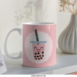 Kawaii Bubble Tea Mug, Cute Boba Drink Mug, Trendy Pink Aesthetic, Unique Gift Idea, Novelty Tea Cup, Beverage Mug - Tawshia