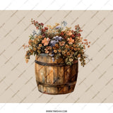 Floral Barrel Mouse Pad, Rustic Flower Bouquet, Unique Computer Accessory, Decorative Desk Mat, Home Office Decor, Gift Idea - Tawshia