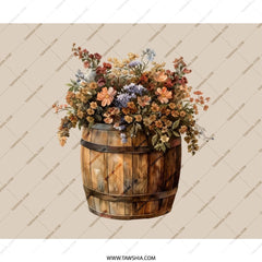 Floral Barrel Mouse Pad, Rustic Flower Bouquet, Unique Computer Accessory, Decorative Desk Mat, Home Office Decor, Gift Idea - Tawshia