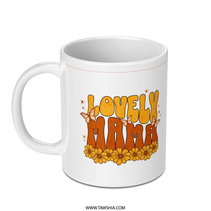 Lovely Mama Flower Butterfly Print Mug product