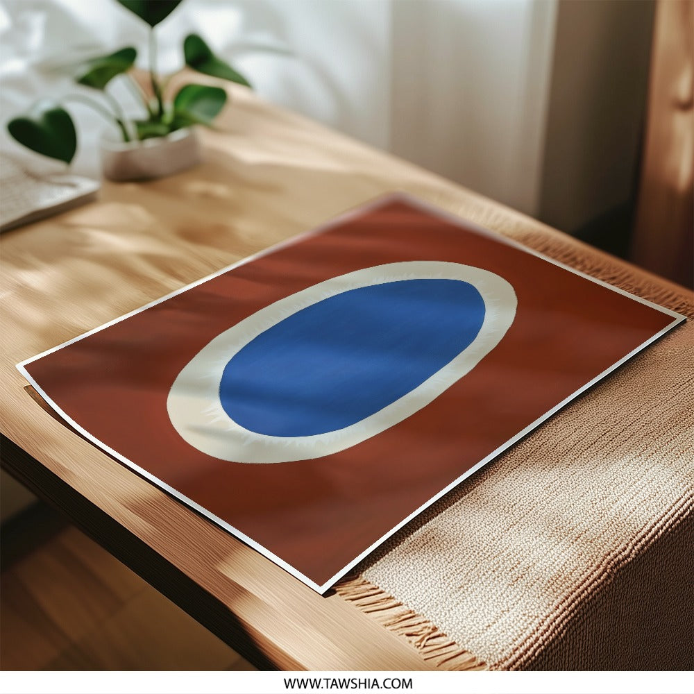Abstract Art Photographic Prints, Minimalist Wall Decor, Blue Oval Art Print, Contemporary Fine Art, Red and Blue Artwork, Home Decor - Tawshia