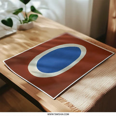 Abstract Art Photographic Prints, Minimalist Wall Decor, Blue Oval Art Print, Contemporary Fine Art, Red and Blue Artwork, Home Decor - Tawshia