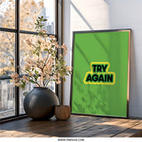 Try Again Wall Art, Motivational Decor, Minimalist Print, Encouragement Poster, Positive Affirmation, Office Decor, Inspiring Artwork - Tawshia