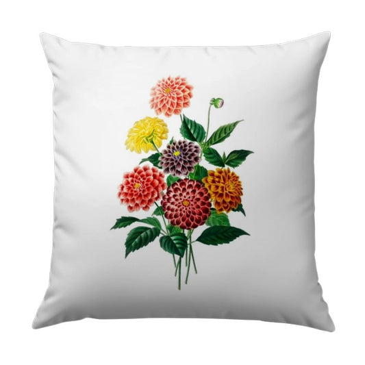 Dahlia Flower Pillow, Floral Throw Pillow, Botanical Decor, Vintage Flower Art Pillow, Home Decor Pillow, Decorative Pillow - Tawshia