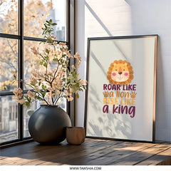 Roar Like a Lion Wall Art, Rise Like a King Print, Inspirational Animal Decor, Nursery Art, Kids Room, Motivational Wall Decor - Tawshia