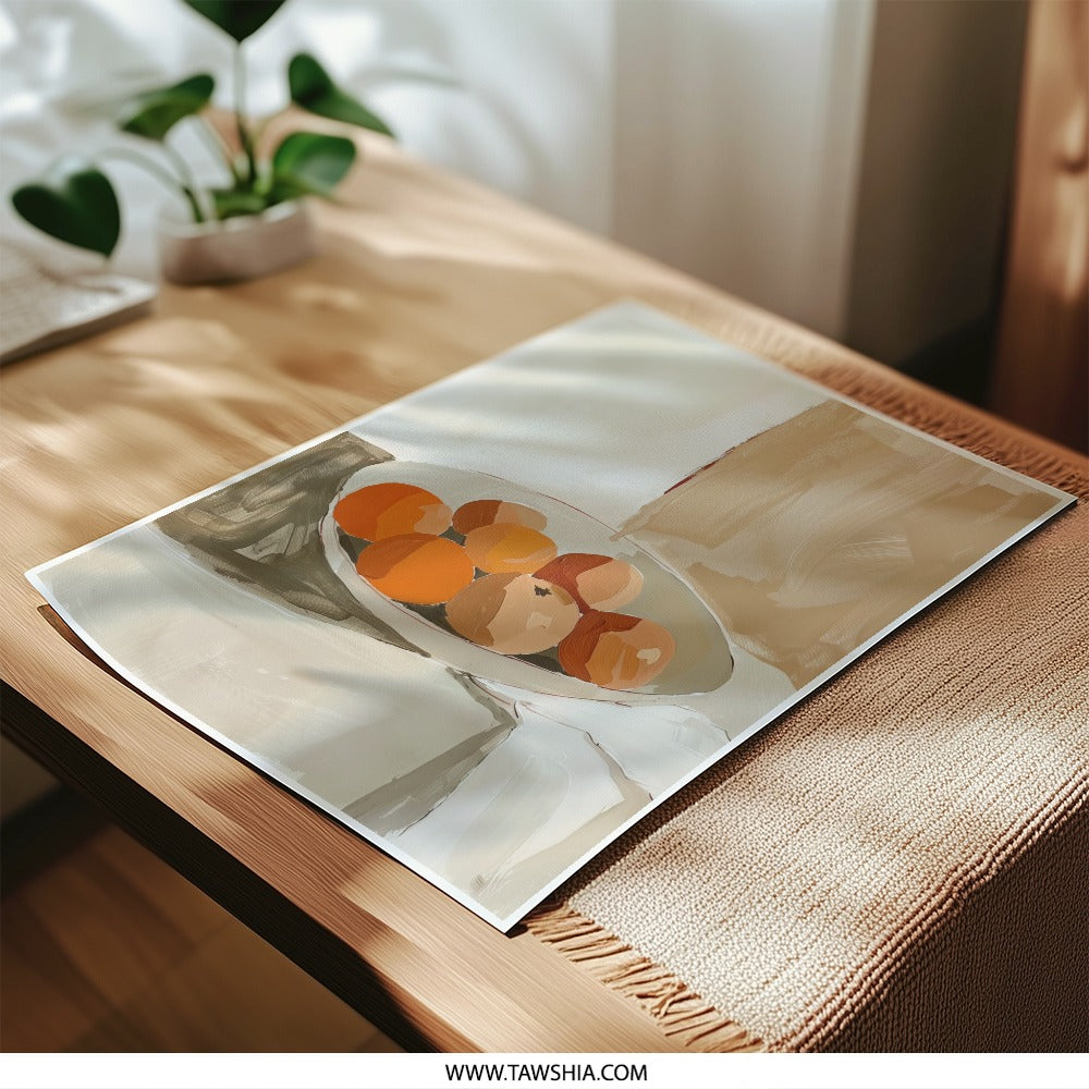 Orange Still Life Photographic Print, Fruit Bowl Art Print, Modern Kitchen Decor, Fine Art Photography, Minimalist Wall Art, Home Decor - Tawshia