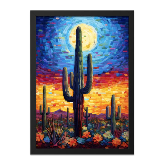 Desert Cactus Wall Art, Arizona Landscape Print, Southwestern Decor, Sunset Scenery, Colorful Home Decor, Saguaro Cactus Art, Nature Wall - Tawshia