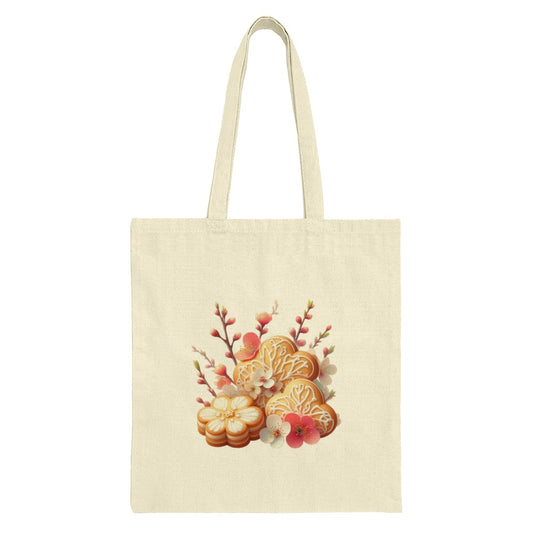 Floral Cookie Bouquet Tote Bag, Flower Accent Bag, Unique Design Tote, Botanical Print Bag, Stylish Everyday Bag, Gift for Her, Shopping Bag - Tawshia