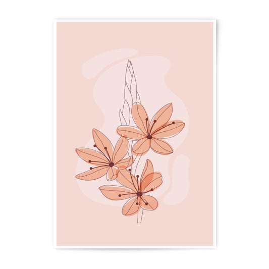 Floral Photographic Print, Peach Blossom Art, Botanical Wall Decor, Minimalist Home Art, Flower Line Art, Pastel Flower Print - Tawshia