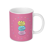 Kawaii Macaron Mug, Cute Food Mug, Pastel Mug, Pink Coffee Mug, Dessert Lover Gift, Colorful Mug, Stacked Macarons, Unique Mug Design - Tawshia