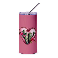 Cactus Heart Tumbler, Floral Tumbler, Pink Cactus Tumbler, Desert Tumbler, Western Tumbler, Gift For Her, Unique Tumbler, Cute Tumbler - Tawshia