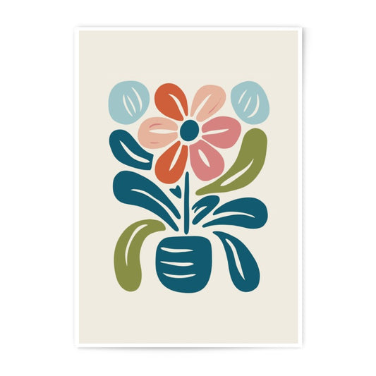 Floral Photographic Print, Flower Pot Illustration, Modern Art Print, Botanical Wall Decor, Home Decor, Colorful Plant Art - Tawshia