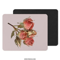 Dried Roses Mouse Pad, Floral Mousepad, Pink Roses Desk Decor, Aesthetic Office Gift, Elegant Computer Accessory, Flower Lover Gift - Tawshia