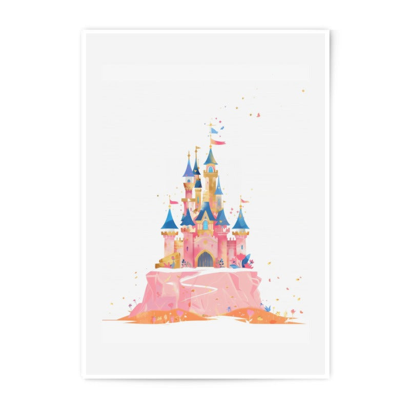 Pink Castle Photographic Print, Watercolor Castle, Fairy Tale Castle Art, Princess Castle, Dreamy Castle, Nursery Art Print - Tawshia