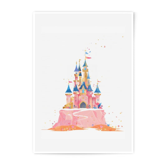 Pink Castle Photographic Print, Watercolor Castle, Fairy Tale Castle Art, Princess Castle, Dreamy Castle, Nursery Art Print - Tawshia