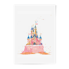Pink Castle Photographic Print, Watercolor Castle, Fairy Tale Castle Art, Princess Castle, Dreamy Castle, Nursery Art Print - Tawshia