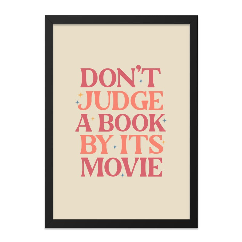 Dont Judge A Book Framed Wall Art, Book Lover Gift, Retro Wall Decor, Movie Quote Print, Literary Art, Home Decor, Funny Reading Poster - Tawshia
