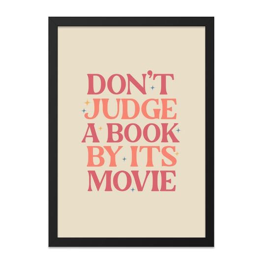 Dont Judge A Book Framed Wall Art, Book Lover Gift, Retro Wall Decor, Movie Quote Print, Literary Art, Home Decor, Funny Reading Poster - Tawshia