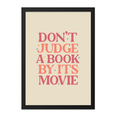 Dont Judge A Book Framed Wall Art, Book Lover Gift, Retro Wall Decor, Movie Quote Print, Literary Art, Home Decor, Funny Reading Poster - Tawshia