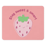 Strawberry Mouse Pad, Stay Sweet and Smart, Cute Kawaii Desk Decor, Pink Aesthetic, Office Accessories, Back to School, Computer Accessories - Tawshia