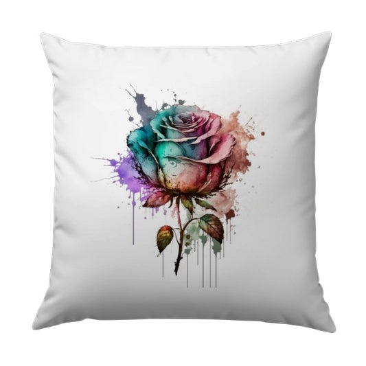 Watercolor Rose Pillow, Floral Throw Pillow, Colorful Home Decor, Abstract Flower Design, Living Room Accent Pillow, Artistic Cushion - Tawshia