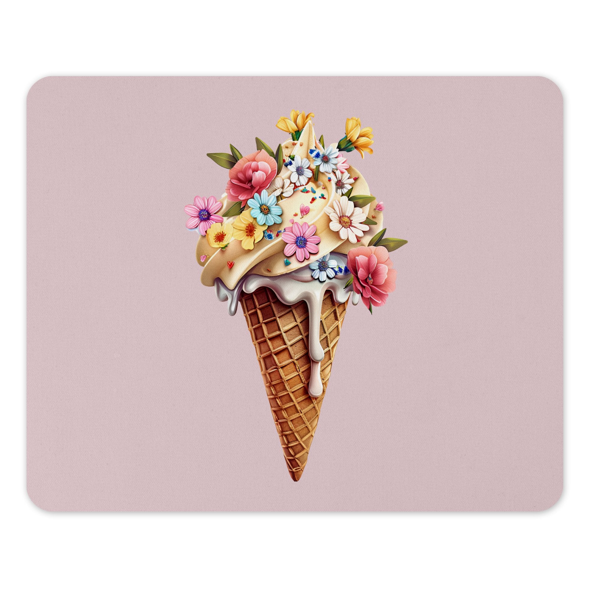 Ice Cream Cone with Floral Design Mouse Pad product