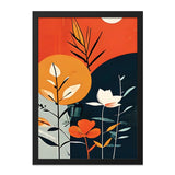 Abstract Floral Art, Modern Flower Wall Art, Orange and Blue Print, Botanical Art Print, Living Room Decor, Home Decor - Tawshia