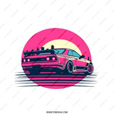 Retro Skyline Car Pillow, JDM Japanese Pillow, Vaporwave Pillow, Drift Car Pillow, 80s Aesthetic Pillow, Nissan Car Throw Pillow - Tawshia