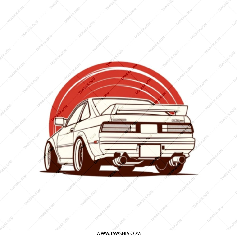 Retro Car Art Tote Bag, Japanese Car Design, JDM Inspired Gift, Car Lover Gift, Automotive Art, Cool Driver Gift - Tawshia