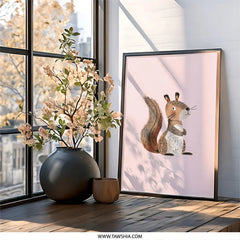 Cute Squirrel Wall Art, Woodland Animal Print, Nursery Decor, Childrens Room Art, Adorable Squirrel Art Print, Baby Room Decor - Tawshia