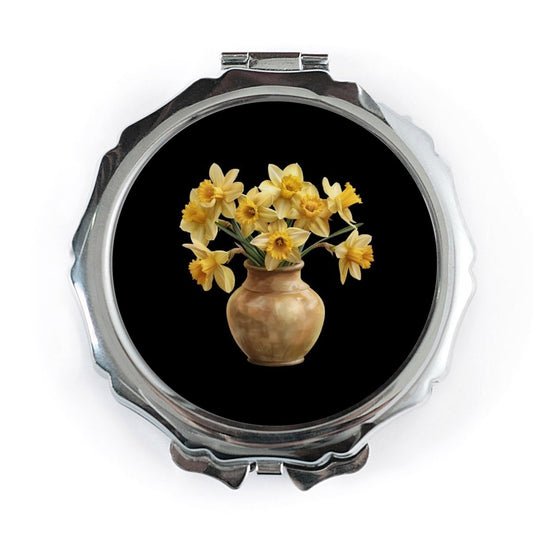 Daffodil Pocket Mirror, Floral Design, Flower Pocket Mirror, Yellow Daffodils, Spring Flower Pocket Mirror, Gift for Her, Cute Pocket Mirror - Tawshia