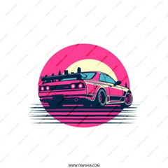 Retro Car Tote Bag, Vaporwave Art, 80s Aesthetic, JDM Design, Trendy Bag, Unique Gift, Stylish Tote, Everyday Bag, Gift for Car Lovers - Tawshia