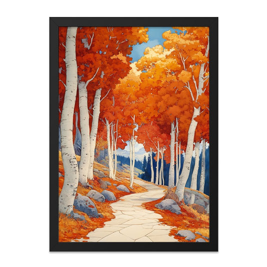 Aspen Trees Wall Art, Fall Foliage Print, Nature Photography, Autumn Landscape, Colorful Trees Painting, Forest Path Decor - Tawshia