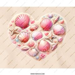 Seashell Heart Mouse Pad, Beach Lover Gift, Coastal Home Decor, Ocean Shells Art, Pink Sea Shells, Heart Shaped, Starfish Mousepad - Tawshia